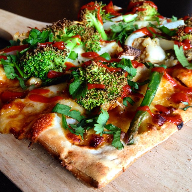 P.O.W. Pizza of the Week!  Teriyaki chicken and broccoli with Sriracha drizzle! 
